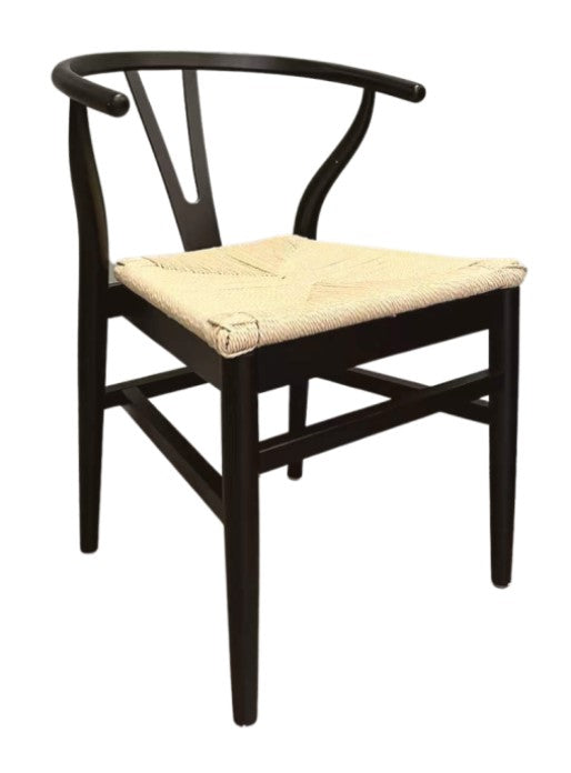 Wishbone Chair Black with Woven Pad The Tent Merchant Event Rentals Inc.