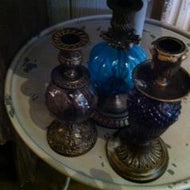 Candle Holder Rustic Metalsmoke Glass 1Wx8
