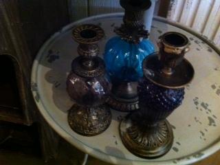 Candle Holder Rustic Metalsmoke Glass 1Wx8