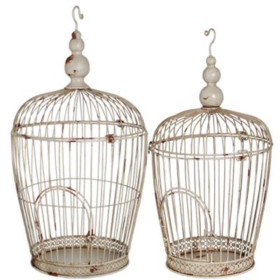 Bird Cage Antiqued Distressed Ivory 12