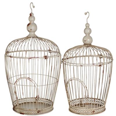 Bird Cage Antiqued Distressed Ivory 16